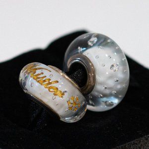 Pandora Winter White Murano Glass Charms